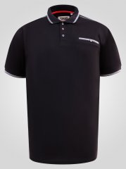 D555 Potts Jersey Polo With Jacquard Collar & Cuffs Schwarz