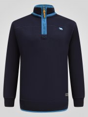 D555 Conway 2 1/4 Zip Neck Fleece Sweatshirt With Bear Logo Navyblau