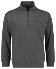 Adamo 159305 Sweatshirt mit Stehkragen und Reißverschluss Dunkelgrau meliert