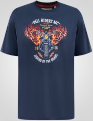 D555 Hockney T-shirt mit Motorraddruck Marineblau