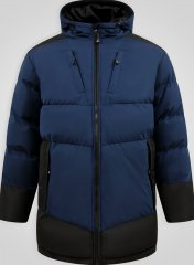 D555 Hank Ripstop Contrast Panelled Padded Hooded Jacket Navyblau