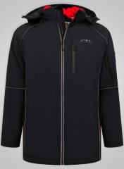 D555 Jamie Soft Shell Detachable Hood Padded Jacket Schwarz TALL