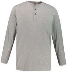 JP1880 702555 Langarm Henley-Shirt Grau meliert