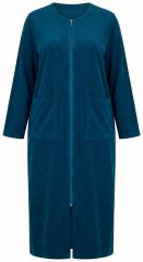 Ulla Popken 749967 Frottee-Bademantel mit Reißverschluss Petrol