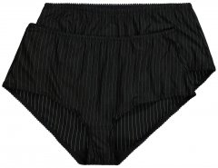 Ulla Popken 800279 Gestreifte Slips 2er-Pack Schwarz