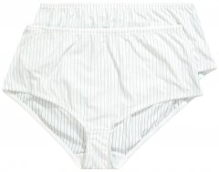 Ulla Popken 800279 Gestreifte Slips 2er-Pack Weiß