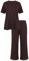 Ulla Popken 806944 Pyjama mit kurzen Ärmeln Braun