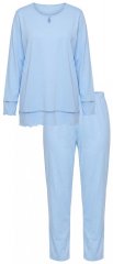 Ulla Popken 810592 Pyjama mit Spitze Hellblau