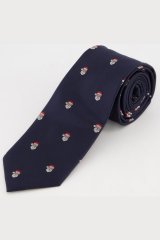 JP1880 811267 Seidenkrawatte mit Weihnachtsmotiv Dunkelblau