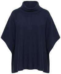 Ulla Popken 820620 Poncho-Pullover mit Rollkragen Dunkelblau