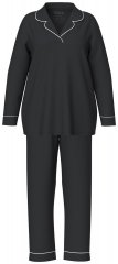 Ulla Popken 823030 Pyjama mit Hemdkragen Schwarz