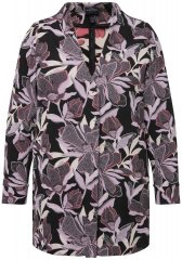 Ulla Popken 823967 Geblümter Jacquardblazer mit 3/4-Ärmeln Schwarz