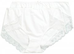 Ulla Popken 824106 Pantys mit Spitze 2er-Pack Weiß