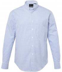JP1880 Modern Fit Button-Down Collar Long Sleeve Check Shirt Light Blue