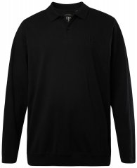 JP1880 827115 Langarm Poloshirt mit Bauchfit Schwarz