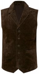 JP1880 827437 Velourslederweste mit Revers Dunkelbraun