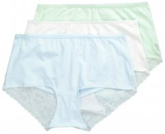 Ulla Popken 827465 Hipster-Slips mit Spitze 3er-Pack Blau