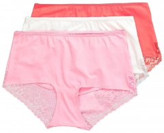 Ulla Popken 827465 Hipster-Slips mit Spitze 3er-Pack Rosa