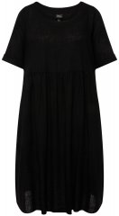 Ulla Popken 829837 Kurzärmliges Kleid aus Leinenmix Schwarz