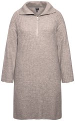 Ulla Popken 831589 Langärmliges Strickkleid mit Rollkragen Grau