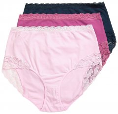 Ulla Popken 831866 Slips mit hoher Taille und Spitze 3er-Pack Dunkelblau