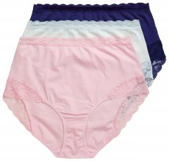 Ulla Popken 831866 Slips mit hoher Taille und Spitze 3er-Pack Königsblau