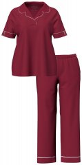 Ulla Popken 835397 Pyjama mit kurzen Ärmeln und Hemdkragen Flieder