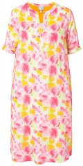 Ulla Popken 836739 Geblümtes Kleid aus Leinenmix Weiß