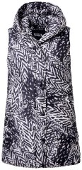 Ulla Popken 838435 Lange Steppweste mit Druck Schwarz