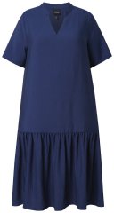 Ulla Popken 840367 Kurzärmliges Midikleid mit V-Ausschnitt Dunkelblau
