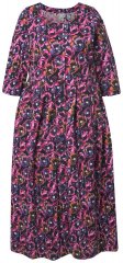 Ulla Popken 841219 Geblümtes Maxikleid Dunkellila