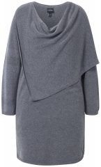 Ulla Popken 841941 Langärmliges Strickkleid Grau meliert