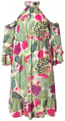 Ulla Popken 842471 Kleid in A-Linie mit 3/4-Ärmeln Champagner
