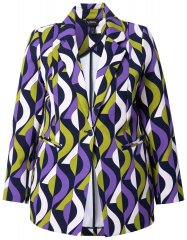Ulla Popken 842680 Gemusterter Jerseyblazer aus Punto di Roma Dunkelblau