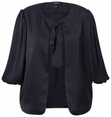 Ulla Popken 842712 Kurzer Blazer zum Binden mit Volantärmeln Schwarz