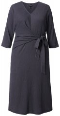 Ulla Popken 843595 Wickelkleid mit 3/4-Ärmeln Grau meliert