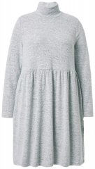 Ulla Popken 844233 Langärmliges Strickkleid mit Rollkragen Grau meliert