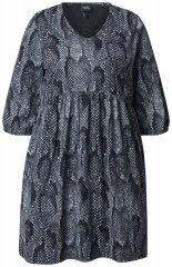 Ulla Popken 844945 Gemustertes Jerseykleid Schwarz