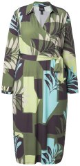 Ulla Popken 845122 Gemustertes Midikleid mit Taschen Türkis