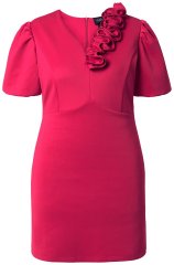 Ulla Popken 845148 Geblümtes Bodycon-Kleid Magenta