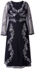 Ulla Popken 845366 Abendkleid mit V-Ausschnitt Schwarz