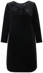 Ulla Popken 845573 Langärmliges Samtkleid Schwarz