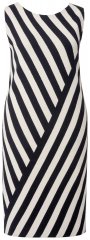 Ulla Popken 845784 Gestreiftes Strickkleid Schwarz
