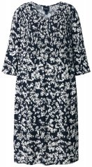 Ulla Popken 845825 Geblümtes Midikleid mit 3/4-Ärmeln Schwarz