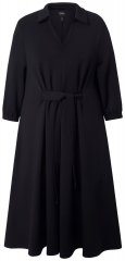 Ulla Popken 846373 Midikleid mit Bindegürtel Schwarz
