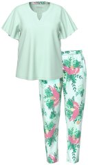 Ulla Popken 846971 Pyjama mit Muster Hellgrün