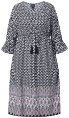 Ulla Popken 847798 Midikleid in A-Linie mit V-Ausschnitt Schwarz