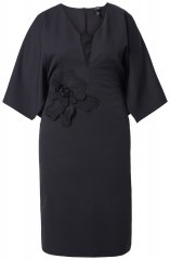 Ulla Popken 847909 Geblümtes Midikleid Schwarz