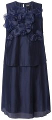 Ulla Popken 847918 Geblümtes Chiffonkleid Dunkelblau