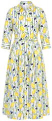 Ulla Popken 848081 Gestreiftes Hemdblusenkleid Weiß